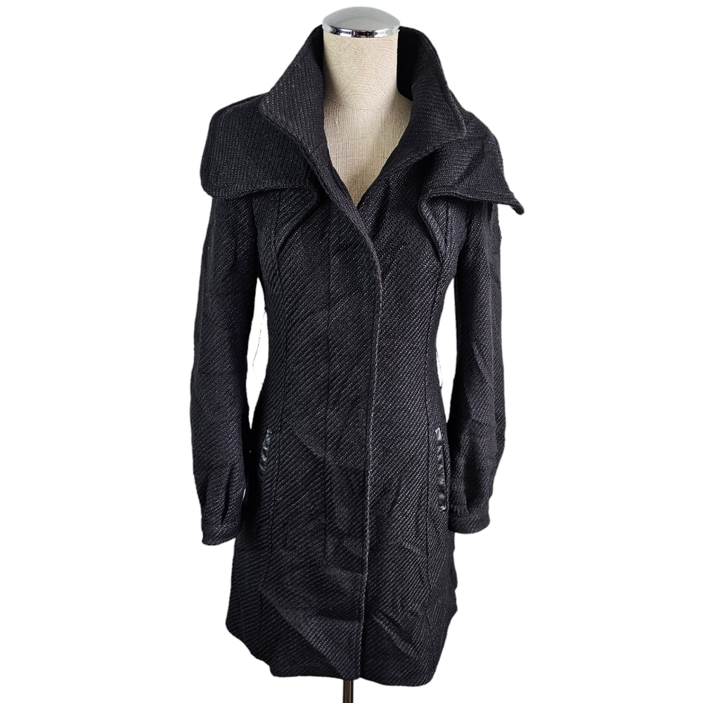 Mackage Charcoal Textured Wool-Blend Trench Coat